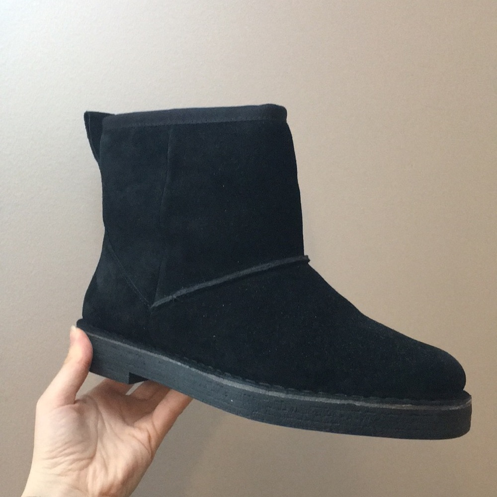 Clarks Suede Black Sherpa-Lined Boots